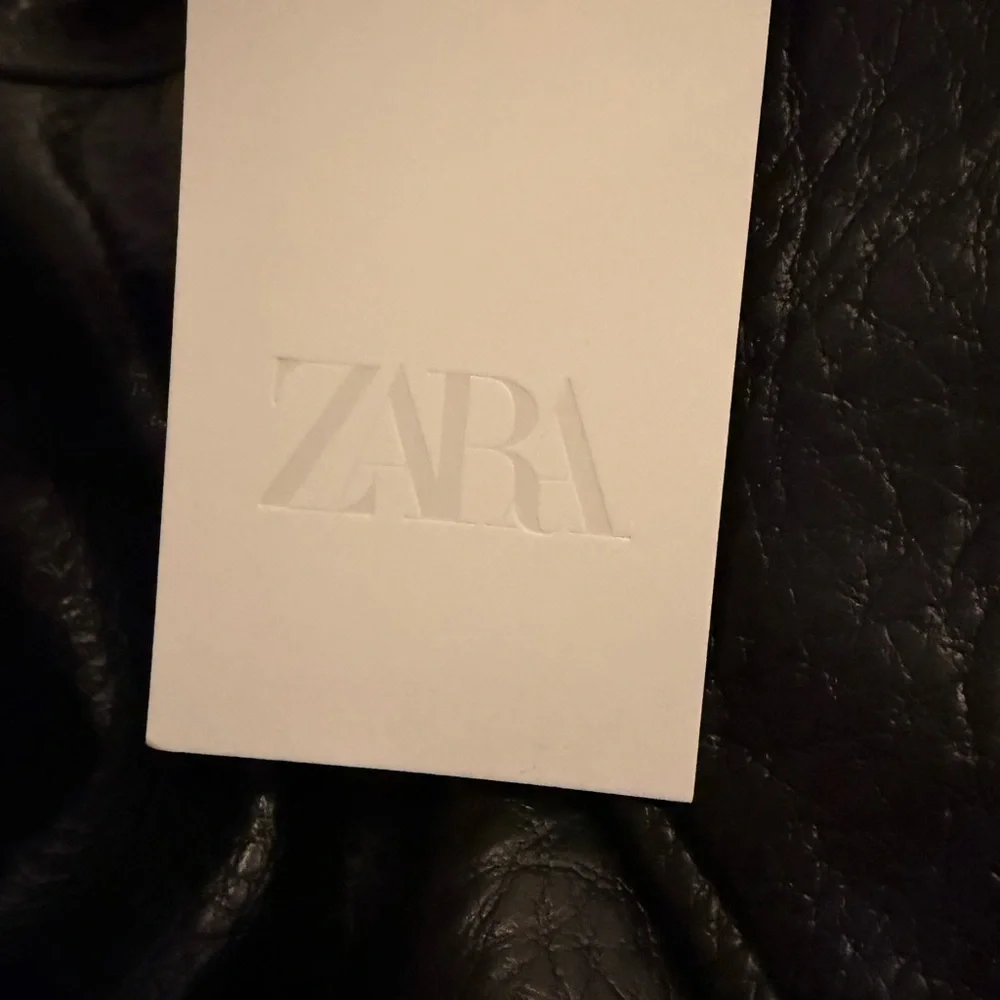 Viral Zara Black Faux Leather Funnel Neck Bomber Jacket - Picture 6 of 6